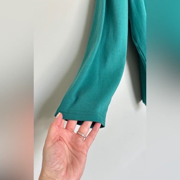 LL Bean Women's Size 3X Pima Cotton Tee Shawl Long Sleeve Teal Business Casual - Picture 5 of 11